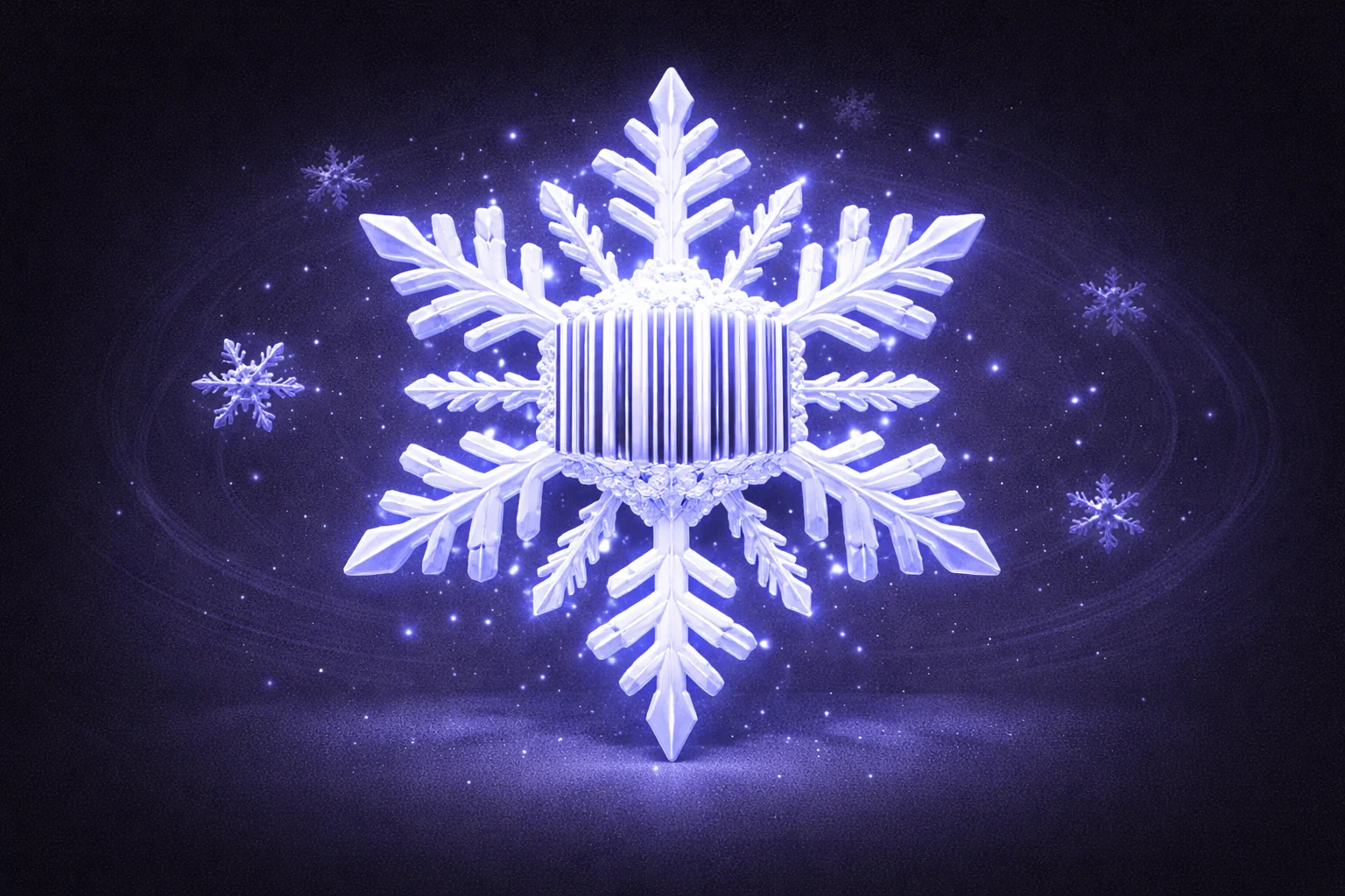 A black and white cartoon of a snowflake with a unique barcode pattern on it, symbolizing uniqueness.