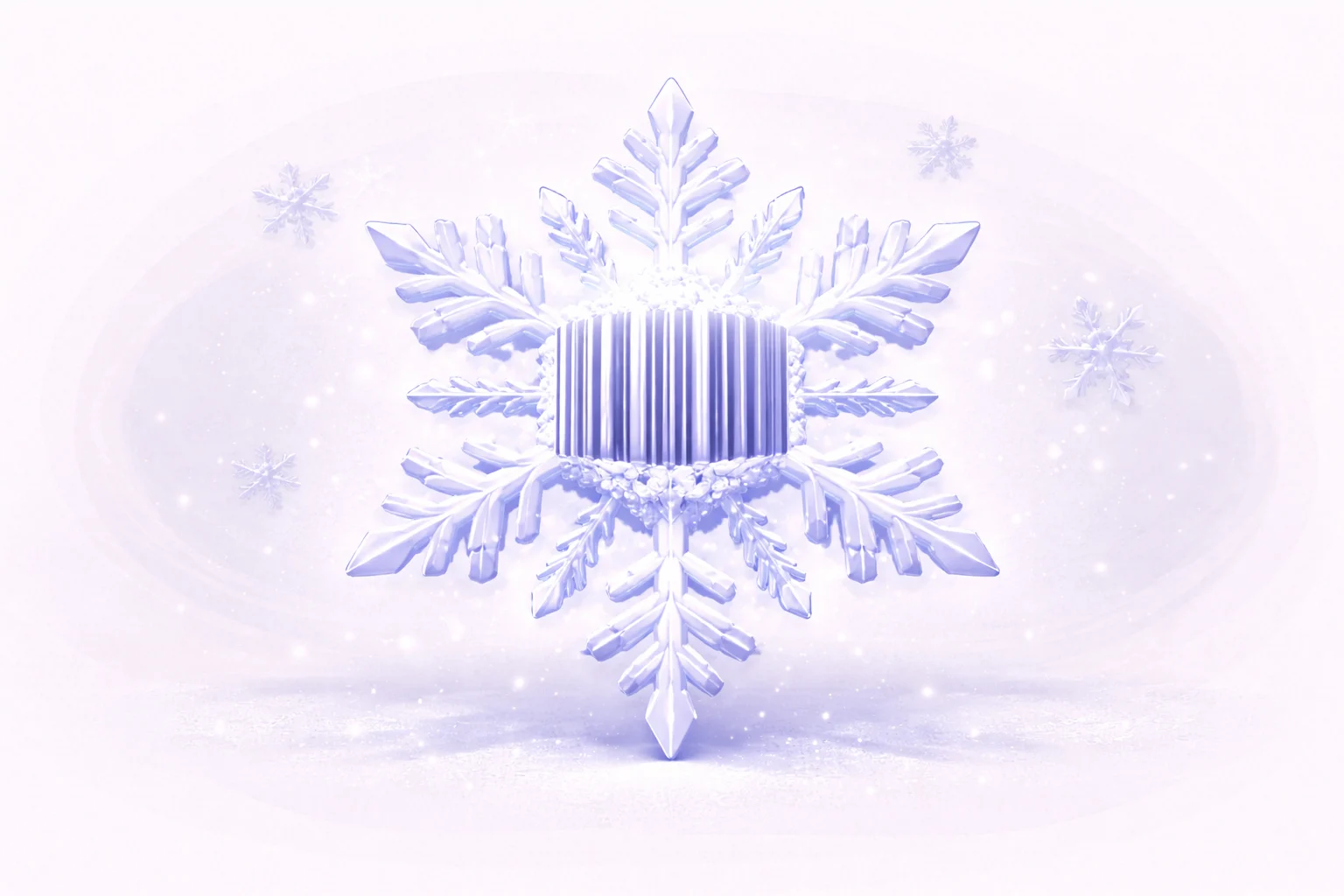 A black and white cartoon of a snowflake with a unique barcode pattern on it, symbolizing uniqueness.